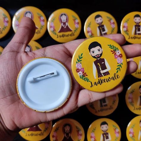 Customized wedding badges✨ What'sapp 9679727880 to place your orders! #wedding #weddingbadge #customizedbadge #badges #brooches Instagram, Wedding Badges, Custom Wedding, Brooches, On Instagram