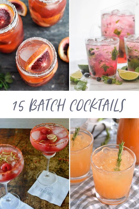 The perfect drinks for whenever! Here are some of our fave big batch libations and pitcher cocktails to help you find your own signature drink. Big Cocktail Recipes, Signature Party Drinks Alcohol, Bridal Drinks Signature Cocktail, Batch Cosmopolitan Recipe, Large Batch Drinks For Parties, Best Party Cocktails, Easter Pitcher Cocktails, Easter Batch Cocktails, Signature Vodka Cocktails