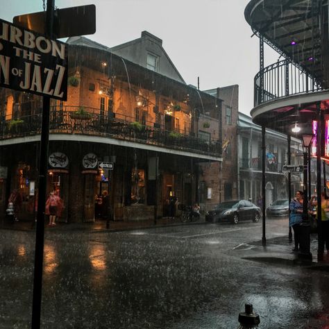 Rainy Bourbon Street by Lexi New Orleans Louisiana Aesthetic, New Orleans Aesthetic French Quarter, Louisiana Aesthetic, Assignment Ideas, New Orleans Architecture, Book Vibes, Saint Philip, New Orleans Hotels, Writing Book