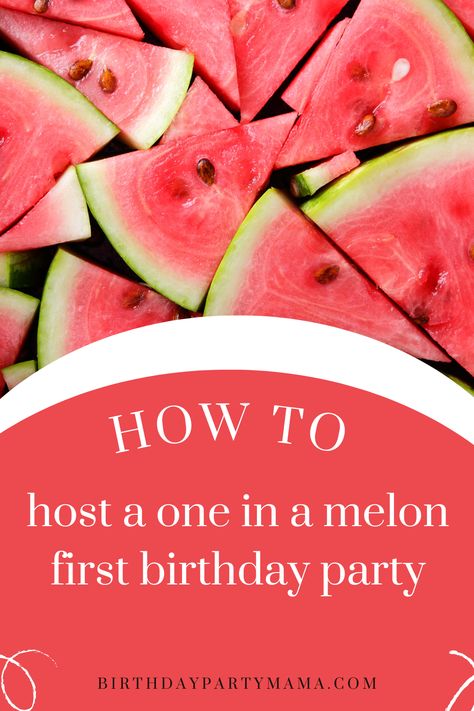 All of the details for an awesome “one in a melon” first birthday party! Watermelon Themed First Birthday Food, Watermelon 1st Birthday Cake, Watermelon Pretzel Rods, Watermelon Birthday Party Food, One In A Melon First Birthday Invitation, Melon Themed Birthday Party, One In A Melon First Birthday Food Ideas, Watermelon 1st Birthday Photo Shoot, Summer Themed 1st Birthday Party