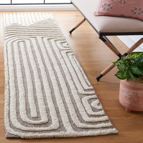 Bedroom Runner Rug, Bohemian Flat, Runner Rug Entryway, Modern Wool Rugs, Transitional Area Rugs, Abstract Rug, White Area Rug, Ivory White, Indoor Rugs