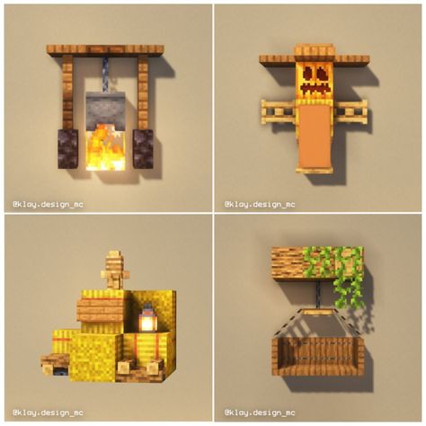 Here’s 12 OUTDOOR DECORATIONS to decorate you garden/village!! My favorite honestly is the tent! 😍 Let me know what’s your favorite below! … | Instagram House Decor Ideas Minecraft, Minecraft Outside House Decor, Minecraft Small Hut Ideas, Minecraft Decor Outdoor, Small Shop Minecraft Ideas, Minecraft Exterior Decoration, Cool House Ideas Exterior, Minecraft Decorations Exterior, Garden Decor Minecraft