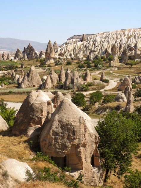 Fairy chimneys of Cappadocia Turkey Destinations, Cappadocia Turkey Fairy Chimneys, Turkey Landscape, Things To Do In Cappadocia, Iran Tourism, Small Things In Life, Magical Days, Cave Hotel, Western Asia