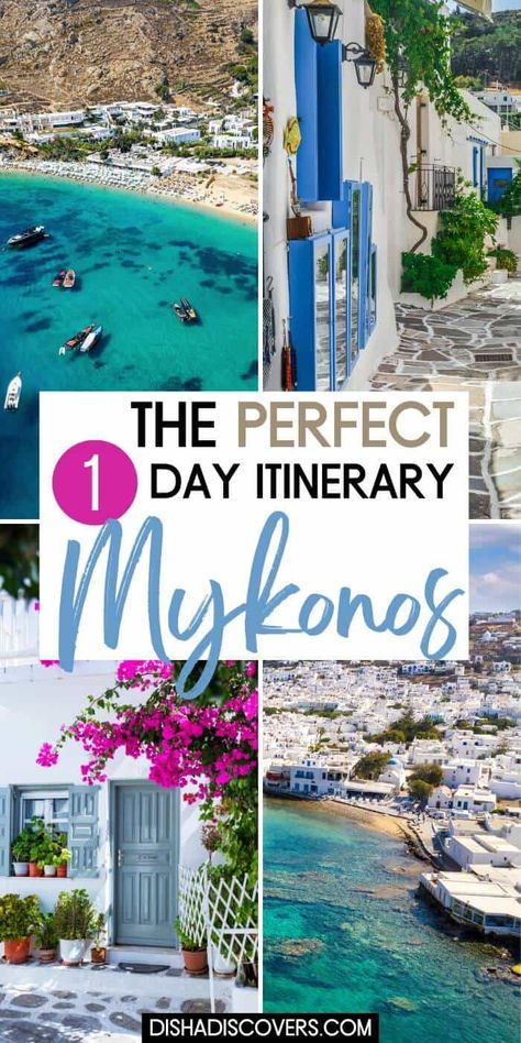 Discover the ultimate one day in Mykonos itinerary and make the most of your visit to this stunning Greek island. From iconic sights to hidden gems, I've curated a perfect guide just for you. Immerse yourself in the charming streets of Mykonos Town, relax on the crystal-clear beaches, indulge in delicious local cuisine, and witness breathtaking sunsets. | one day in mykonos greece | what to do in mykonos in one day | mykonos one day itinerary | mykonos greece 1 day | 1 day in mykonos | #mykonos Mykonos Itinerary, Things To Do In Mykonos, Greece Beaches, Greece Bucket List, Mykonos Island Greece, Greece Cruise, Greece Food, Vacation Europe, Mykonos Beaches