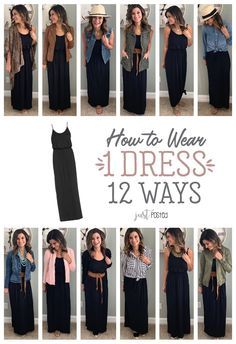 How to wear and style 1 maxi dress 12 different ways! This black maxi dress is perfect to dress up or down. It comes in a lot of different colors and patterns. It has adjustable straps and it is perfect for any vacation. This is a perfect item for a capsule wardrobe and for spring and summer! Black Maxi Dress Style, Long Black Summer Dress, Long Black Dress Casual, Long Black Dress Outfit, Black Summer Maxi Dress, Black Maxi Dress Outfit, How To Style A Maxi Dress, Long Dress Outfits, Black Dress Outfit Casual