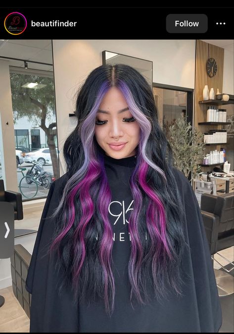 Balayage, Lavender Hair, Halo Hair Colors, Black And Purple Hair, Complexion Color, Hair Color Underneath, Vivid Hair Color, Cute Hair Colors, Dyed Hair Inspiration