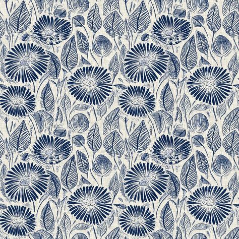 Masculine indigo floral blockprint linen seamless pattern. All over print of navy blue cotton effect flower linocut royalty free stock image Flower Linocut, Flower Cushion, Indigo Floral, Blue C, Linocut, All Over Print, Seamless Pattern, Block Print, Seamless Patterns