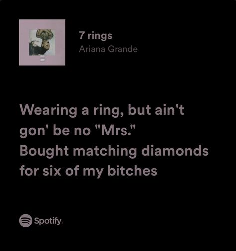 7 Rings Lyrics, 7 Rings Ariana Grande, Lyric Aesthetic, Ariana Grande Lyrics, Quotes Captions, Paper Ring, Lyrics Aesthetic, Song Lyric, Instagram Quotes Captions