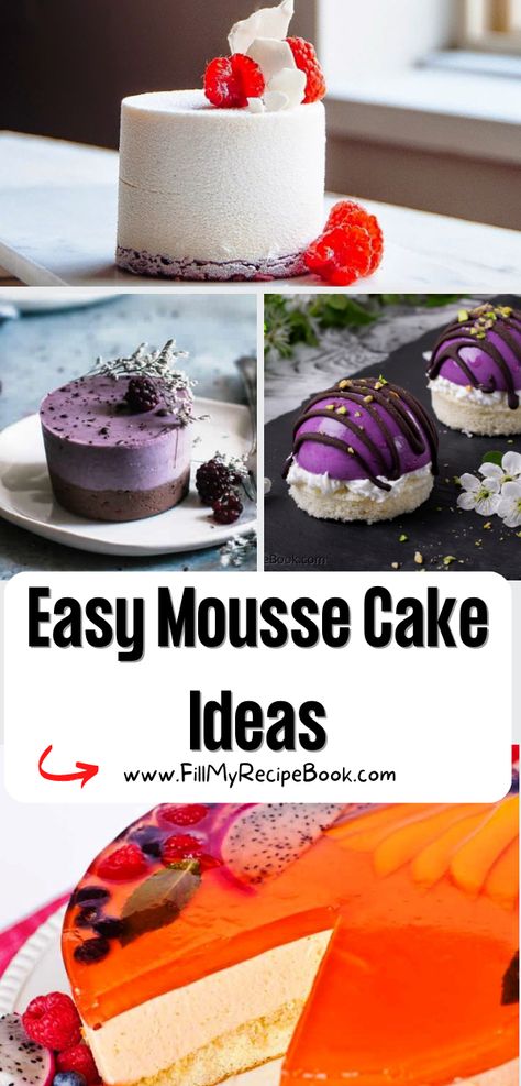 Easy Mousse Cake Ideas recipes for your to create a tasty and delicious dessert, snack, filled with flavor and decorated for fine dining. Pie, Dome Mousse Cake, Dairy Free Mousse Cake, Elegant Dessert Ideas, Entremet For Beginners, Mousse Cheesecake Recipes, Plated Desserts Ideas Presentation, Fine Dining Dessert Ideas, Mini Mousse Cakes