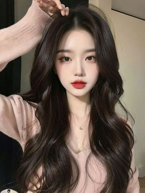 #koreanstyle #fashion #outfit Korean Make Up, Korean Hairstyle Long, Medium Long Haircuts, Korean Haircut, Haircuts For Long Hair, Medium Length Hair Cuts, Korean Hairstyle, Short Hairstyles For Women, Fesyen Wanita