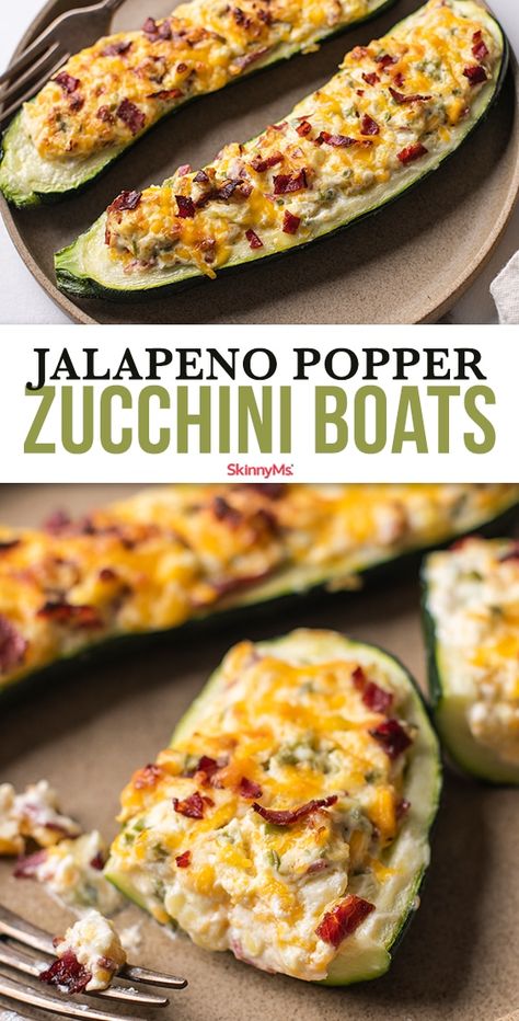 Zucchini Boat Recipes, Easy Zucchini Recipes, Jalapeno Popper Recipes, Zucchini Boats, Easy Zucchini, Jalapeno Popper, Boat Food, Jalapeno Poppers, Zucchini Recipes