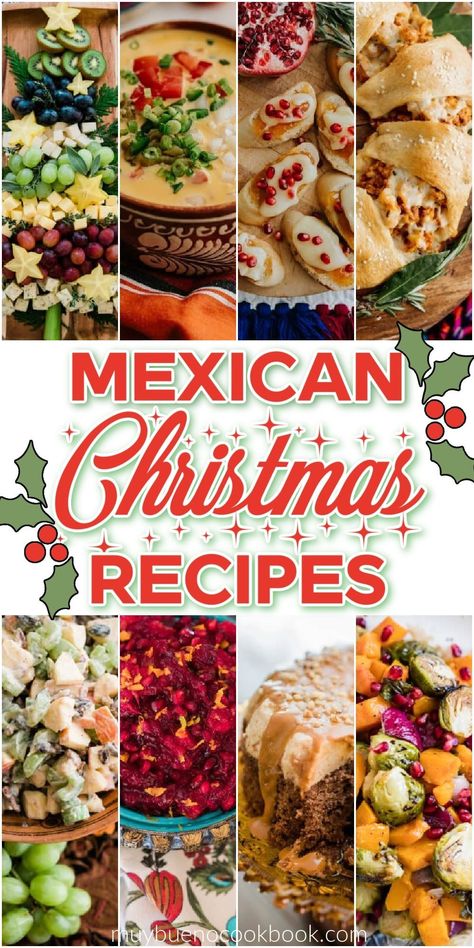 Are you hosting Christmas this year? Are you looking forward to celebrating the holidays in our home? Your home is decorated with Christmas decor. Now, its time to plan the Christmas menu and cook and bake with my children. Here are some favorite Christmas recipes: like cookies and other baked treats, appetizers, sides, main dishes, and a few drinks. Feliz Navidad Christmas Party Food, Christmas Appetizers Mexican, New Year’s Eve Mexican Food, Tex Mex Christmas Dinner, Christmas Tamales Dinner, Tamale Christmas Dinner Sides, Mexican Food For Christmas Dinner, Mexican Christmas Food Ideas, Mexican Christmas Side Dishes