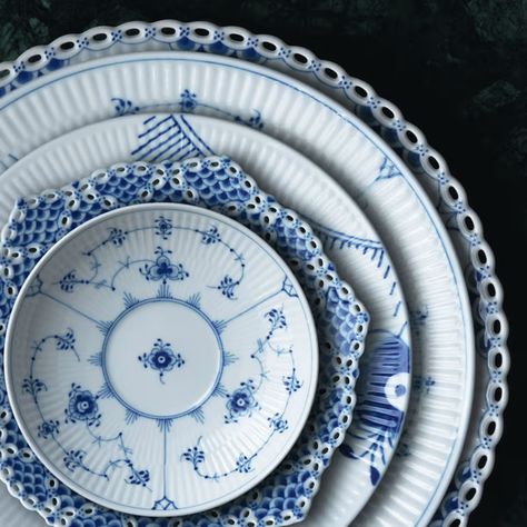 Royal Copenhagen China, Blue Floral Decor, Danish Blue, Vintage Table Setting, Copenhagen Blue, Keramik Design, Deep Plate, Porcelain Dinnerware, Blue And White China