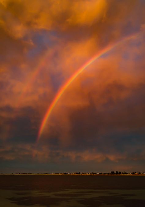 Spectacular orange sunset and double ‘dry’ rainbow captured by Safety Bay resident | Community News Nature, Rainbow Sunset Wallpaper, Sunset With Rainbow, Rainbow Photography Nature, Sunset Rainbow, Pretty Scenery, Orange Rainbow, Rainbow Sunset, Rainbow Photography