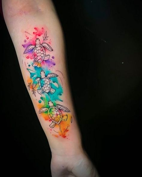 Watercolor Tattoo. Watercolor Art Tattoo Ideas, Tattoo Ideas Colored Female, Tattoos With Watercolor, Watercolor Ship Tattoo, Colorful Tattoos For Women Back, Water Colour Tattoo Designs For Men, Unique Colorful Tattoos For Women, Watercolor Tattoo Style, Large Color Tattoo