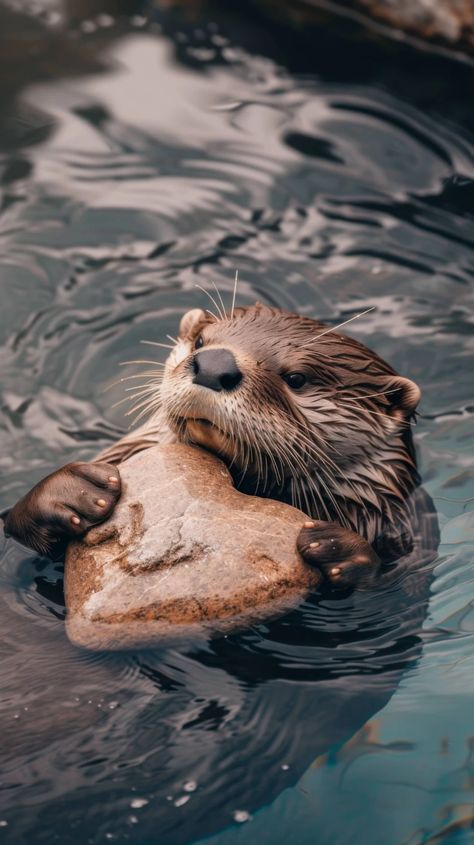 otter sleeping, cute otter, otter holding stone, relaxing animal, otter in water.  
animal, otter, sleep, relaxation, stone, water, wildlife, mammal, cute, river otter, fur, nature. Cute Otter Pictures, Otter Lockscreen, Sea Otter Aesthetic, Otters In Water, Cute Otter Wallpaper, Otter Wallpapers, Otter In Water, Animals In Water, Otter Sleeping