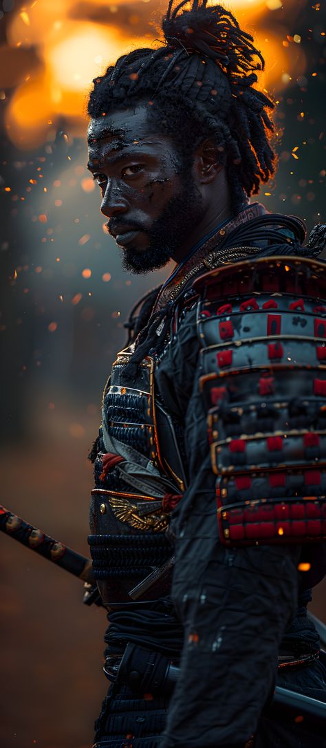 Yasuke was an African man who became the first known foreign-born samurai in feudal Japan in the 16th century. He arrived in Japan in 1579, accompanying the Italian Jesuit missionary Alessandro Valignano. It is believed Yasuke was from Mozambique, Ethiopia, or Nigeria and may have been enslaved as a child before gaining his freedom. 

Marksman @antonmarks Afro Samurai Wallpapers, Samurai Photoshoot, Yasuke Samurai, Yasuke Black Samurai, African Samurai, Warrior Reference, African Warrior Tattoos, Street Samurai, Samurai Poses