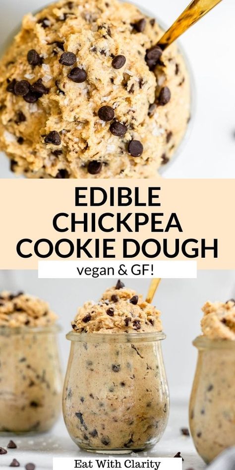 Edible Cookie Dough No Flour, Cookie Dough No Flour, Edible Cookie Dough For Two, Cookie Dough For Two, Cookie Dough Healthy, Edible Cookie Dough Healthy, Vegan Cookie Dough Recipe, Chocolate Chip Cookie Dough Recipe, Chickpea Cookie Dough