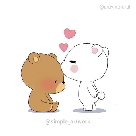 Teddy Bear Love Couple, Love Couple Cartoon Images, Couple Cartoon Images, Bunny Cartoon Cute, Animals Kissing, Simple Artwork, Cute Bunny Cartoon, Cute Cartoon Images, Cute Couple Cartoon