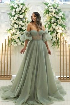 Sleeves Formal Dress, Formal Prom Dresses Short, Tulle Corset, Black And Green Dress, Corset Prom Dress, Cheap Prom Dresses Online, Green Wedding Dresses, Green Formal Dresses, Sage Green Dress