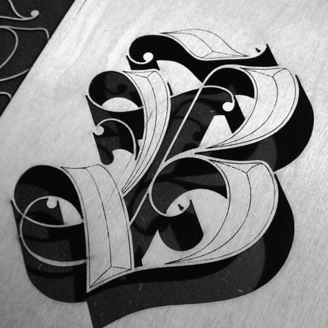 B is for Blackletter on Behance Letter T Font Design, Caligraphy H, Letter S Calligraphy Design, Blue Ink Tattoo, Tattoo Lettering Alphabet, Tattoo Fonts Alphabet, Blackletter Font, Lettering Styles Alphabet, Tattoo Lettering Design