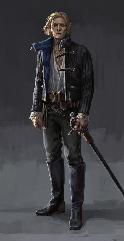 ArtStation - Rogues, Daria Rashev blond male elf with sword character concept DnD / Pathfinder ttrpg fantasy gaming Character Sketches, Rogue Character, Dnd Elves, Illustration Design Graphique, Male Elf, Elf Characters, Pathfinder Character, Heroic Fantasy, Male Character