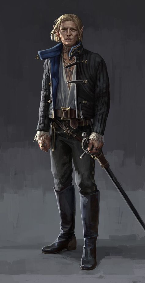 ArtStation - Rogues, Daria Rashev blond male elf with sword character concept DnD / Pathfinder ttrpg fantasy gaming Rogue Character, Illustration Design Graphique, Dnd Elves, Male Elf, Elf Characters, Pathfinder Character, Heroic Fantasy, Male Character, Dungeons And Dragons Characters