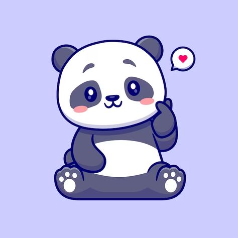 Kawaii, Korean Love Sign, Love Sign Hand, Panda Notebook, Panda Sitting, Hand Cartoon, Korean Love, Panda Images, Happy Panda