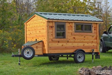 Off-Grid 5x8 Micro Cabin on Wheels for Sale: $8,999 Cabin On Wheels, Tiny Camper Trailer, Micro Cabin, Camping Trailer Diy, Homemade Camper, Kayak Trailer, Diy Camper Trailer, Tiny House Camper, Tiny House Talk