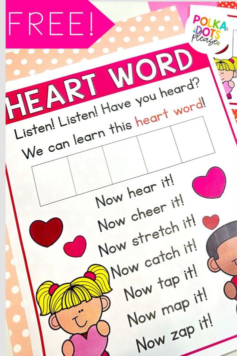 Learning sight words and high frequency words is difficult for new readers. But knowing how to read these words is essential for students to develop reading fluency. Focusing on heart words is a great way to help students learn to read and spell these important words. Head over to this blog post to find out how this veteran kindergarten teacher uses a consistent routine to help her students work on heart words all year long. You too can use these fun, engaging and effective activities. Heart Word Centers, Heart Word Display, How To Teach Heart Words, Teaching Heart Words, How To Teach Sight Words Kindergarten, Tutoring Activities, Free Poems, Sight Word Spelling, Sight Word Fun