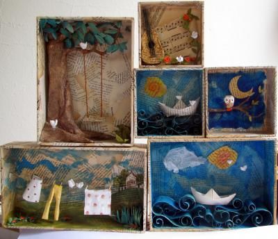 Assemblage Art, Elementary Art, Shadow Box Kunst, Aktiviti Kanak-kanak, Matchbox Crafts, Matchbox Art, Shadow Box Art, Shadow Boxes, Teaching Art