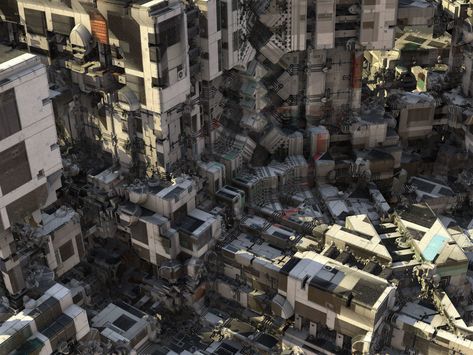 The Architect of These Monstrous, Alien Cities Is an Algorithm | Credit: Daniel Brown | From Wired.com Fractal Architecture, Virtual City, Sci Fi Architecture, Town Building, Sci Fi City, Daniel K, Generative Design, Creature Artwork, Brown Design