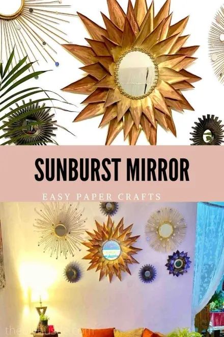 Sunburst Mirror Wall, Mirror Tutorial, Sun Burst, Budget Friendly Decor, Sunburst Mirror, I Am Back, Easy Paper Crafts, Easy Home Decor, Diy Home Crafts