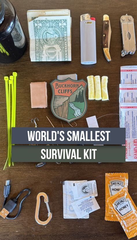 Learn how to assemble a compact and versatile survival kit using a pill/supplement bottle. Explore essential items and their practical uses, from cash and multitools to fire starters and fishing gear. Honey Packets, Festival Survival Kit, Survival Fishing Kit, Supplement Bottles, Survival Fishing, Pill Bottle, Bic Lighter, Fishing Kit, A Pill