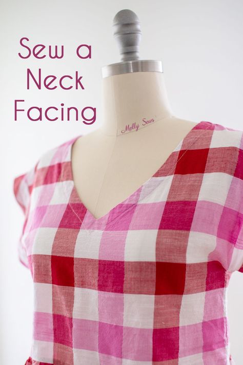 Couture, How To Finish A V Neckline, How To Change A Neckline On A Dress, How To Sew Different Necklines, How To Sew A V Neck Tutorials, How To Change Neckline Of Dress, How To Sew Neckline Facing, How To Sew A V Neckline, How To Sew Neckline Tutorials