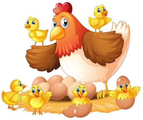 Hen Clipart, Nest Illustration, Hen And Chicks, Chicken Illustration, Happy Easter Banner, Inkscape Tutorials, Egg Vector, Chicken Pictures, Zestaw Ikon