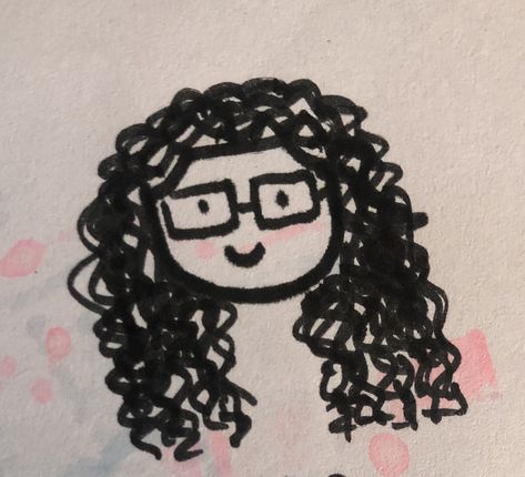 Curly Headed Cartoon Characters, Pfp Aesthetic Curly Hair, Curly Hair Girl Cartoon, Curly Pfp Cartoon, Curly Hair Drawing Cartoon, Wavy Hair Pfp Cartoon, Brown Curly Hair Pfp Cartoon, Curly Hair Doodle, Pfp Curly Hair Cartoon