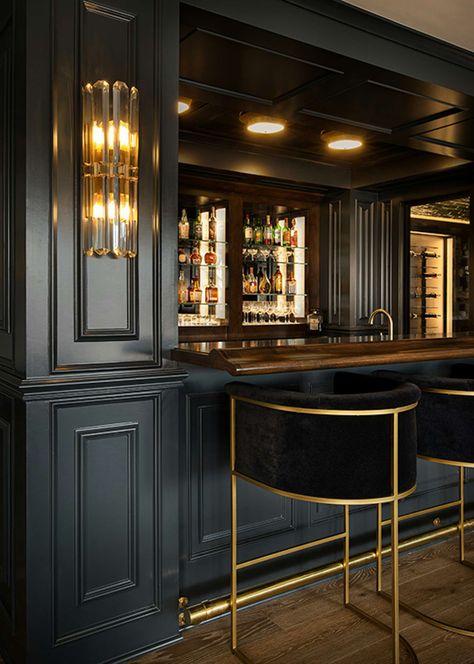 Photo 3 of 8 in Viridescent Speakeasy by Trove Homes - Dwell At Home Bourbon Bar, Counter Mirror, Speakeasy Decor Bar, Interior Designing Ideas, Speakeasy Lounge, Luxury Bar Design, Home Lounge Room Bar, Bar Lounge Area, Bedrooms Interior