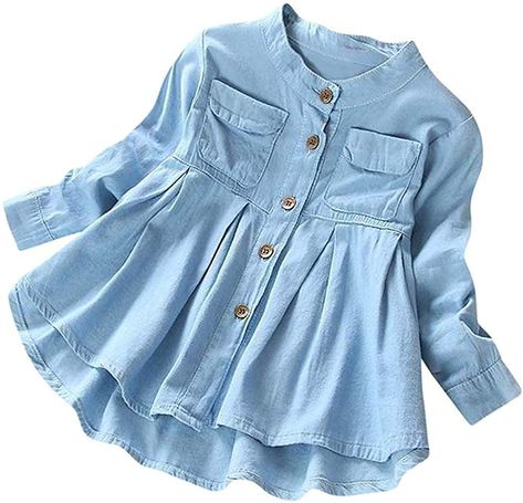 Denim Baby, Tops Dress, Denim Tunic, Kids Denim, Girls Blouse, Fashion Blouse, Girls Denim, Outfit Casual