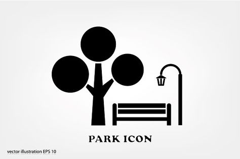 PARK ICON Graphics outdoor,decoration,area,street,place,park,green,garden,spring,lamp,bench,public,neighbor by 007NATALIIA Human Figures, Logos, Parking Icon, Spring Lamp, Park Illustration, Icon Parking, Scene Background, Symbol Art, Garden Drawing