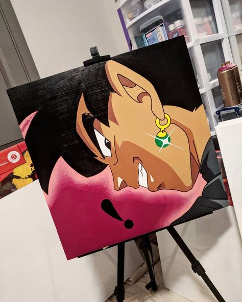 Goku Black Painting, Dragon Ball Acrylic Painting, Dragon Ball Canvas Painting, Dragon Ball Z Painting Easy, Dragon Ball Z Canvas Painting, Goku Paintings Canvas, Dragonball Z Drawing, Goku Canvas Painting, Dragonball Painting