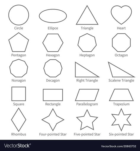 Regular Shapes Design, Basic Shapes Drawing For Kids, Thilagam Shape, Shapes Drawing For Kids, Advanced Shapes, 2d Geometric Shapes, Bentuk Geometri, Basic Shapes Design, Geometric Outline