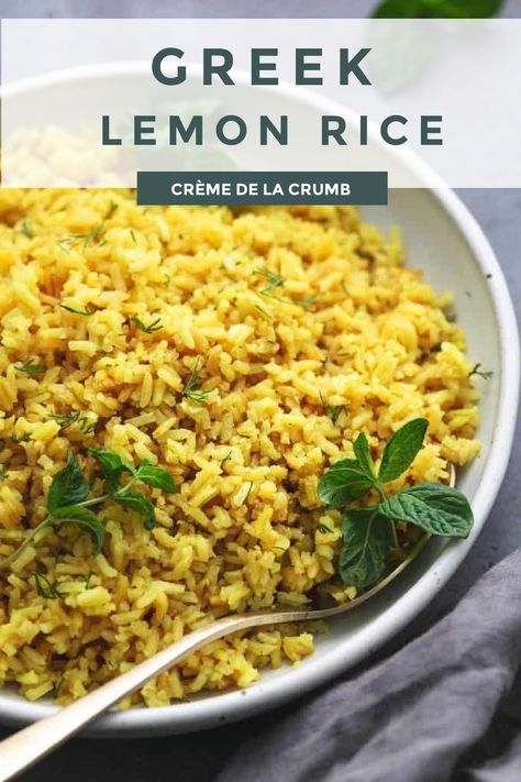 Mediterranean Rice Recipe, Simple Side Dishes, Farfalle Recipes, Rice Dishes Easy, Greek Lemon Rice, Greek Rice, Potatoes And Vegetables, Chicken Fried Rice Easy, Rice Side Dish Recipes