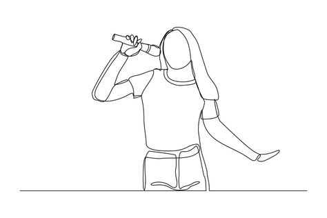 Hip Hop Dance Drawing, Singer Art Drawing, Holding Microphone Reference Drawing, Hand Holding Microphone Drawing, Girl Singing Drawing, Singer Doodle, Singing Sketch, Sing Drawing, Singing Illustration