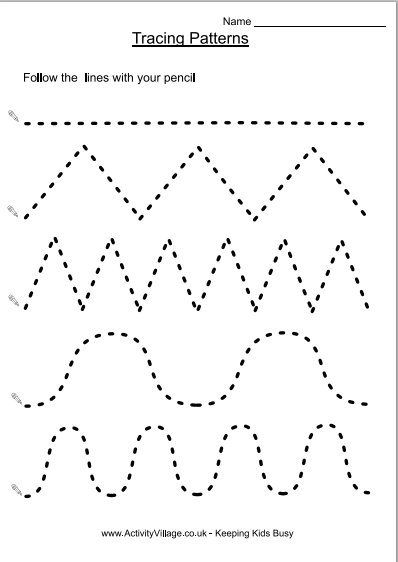 tracing patterns                                                                                                                                                                                 More Tracing Patterns, Line Tracing Worksheets, Worksheets For Preschoolers, Writing Printables, Pattern Worksheet, Preschool Tracing, Pre Writing Activities, Tracing Worksheets Preschool, Preschool Fine Motor