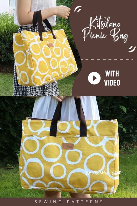 Flat Bottom Bag Sewing Pattern, Tela, Patchwork, Free Beach Bag Sewing Pattern, Easy Beach Bags To Sew, Picnic Bag Sewing Pattern, Large Bag Sewing Pattern, Picnic Bag Pattern, Diy Beach Bag Large Tote