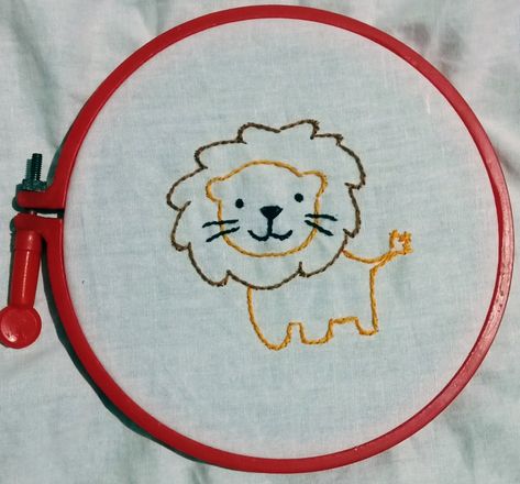 Embroidery Lion Design, Lion Embroidery Design, Embroidery Lion, Vintage Nakışlar, Lion Embroidery, Cartoon Lion, Simple Embroidery Designs, Big Little Gifts, Cute Lion