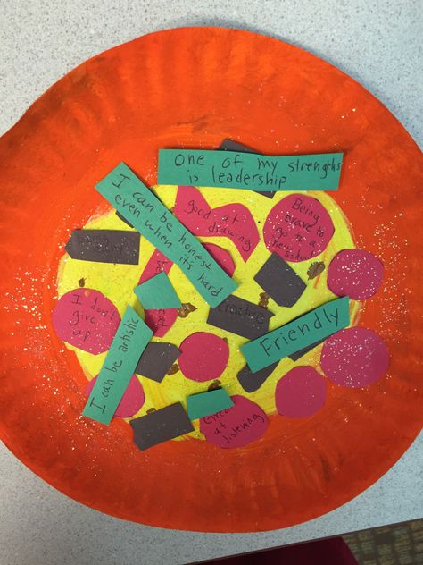 Self esteem pizza  For this activity I start out by asking first if the children like pizza and then what toppings they get on their pizza. Make sure to clarify you are making a p... Self Esteem Activities, Pizza Art, Social Skills Groups, Group Counseling, Social Emotional Learning Activities, Elementary Counseling, Social Skills Activities, Teaching Social Skills, School Social Work