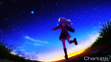 Charlotte ED Wallpaper by SquallEC Kawaii, Charlotte Tomori, Charlotte Wallpaper, Ed Wallpaper, Charlotte Anime, Anime Galaxy, Angel Beats, Wallpaper Pc, Anime Background