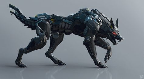 ArtStation - Black Wolf, Andrew Lim Angelo Guerriero, Teknologi Futuristik, Mobil Futuristik, Mechanical Animals, Robot Animal, Arte Robot, Pahlawan Super, Black Wolf, Robot Design